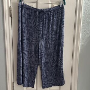 Honeydew Intimates Purple Gray Print Wide Leg Pull On Cropped Pants XL